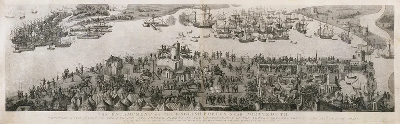 The Encampment of the English Forces near Portsmouth during the Battle of the Solent